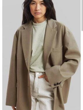 The Frankie Shop Oversized Women's Blazer Jacket in Taupe OS